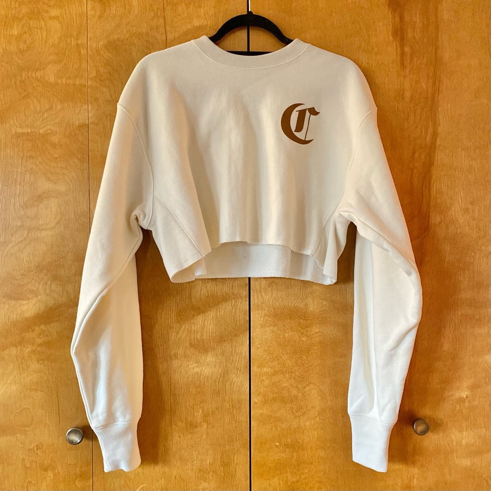Champion Like New Old English Oversized Cropped Crew Sweatshirt